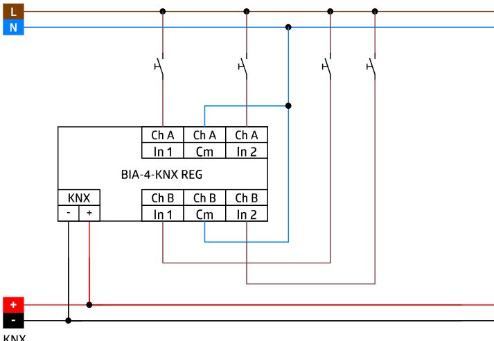 Компактный бинарный вход для системы KNX, BIA-4-KNX REG - купить у официального поставщика
