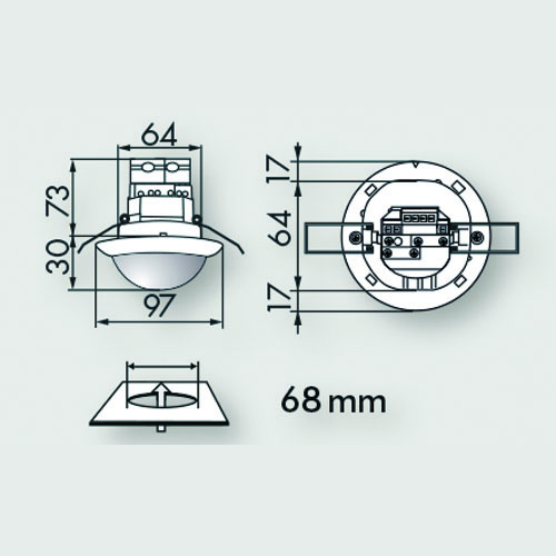 Мини датчик присутствия 360°, 10 м,PD9-M-DIM+HVAC-FC/белый - купить у официального поставщика