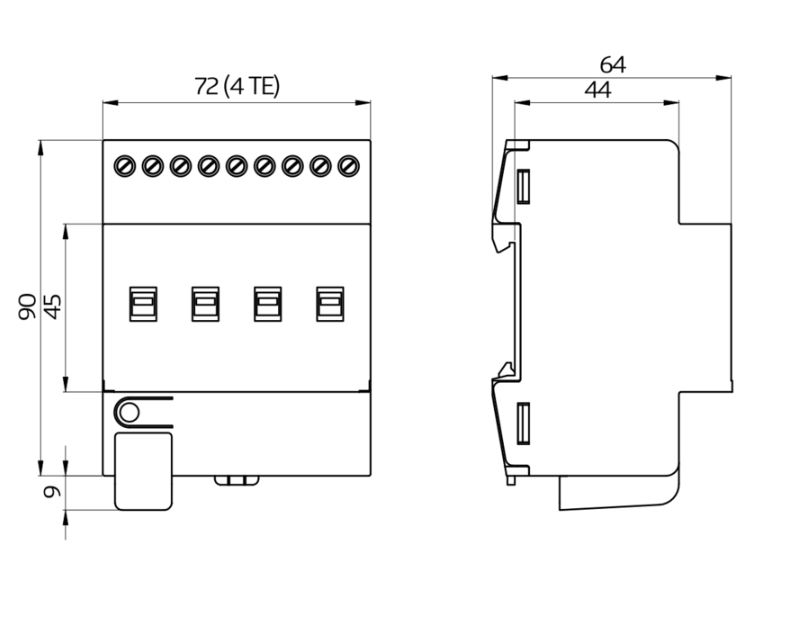 Релейный актуатор 4-канальный для системы KNX, SA4 - 230 / 16 / H / KNX REG - купить у официального поставщика