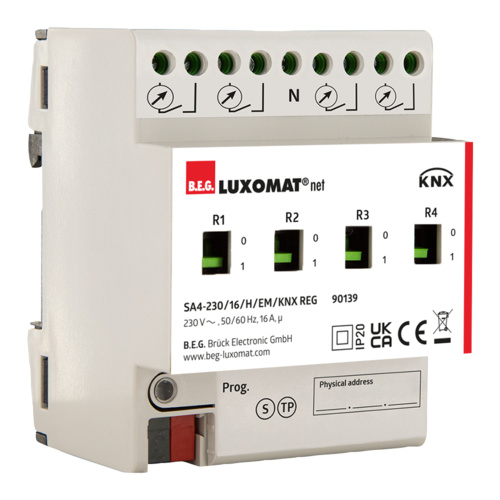 Релейный актуатор 4-канальный для системы KNX, SA4 - 230 / 16 / H / EM / KNX REG - купить у официального поставщика